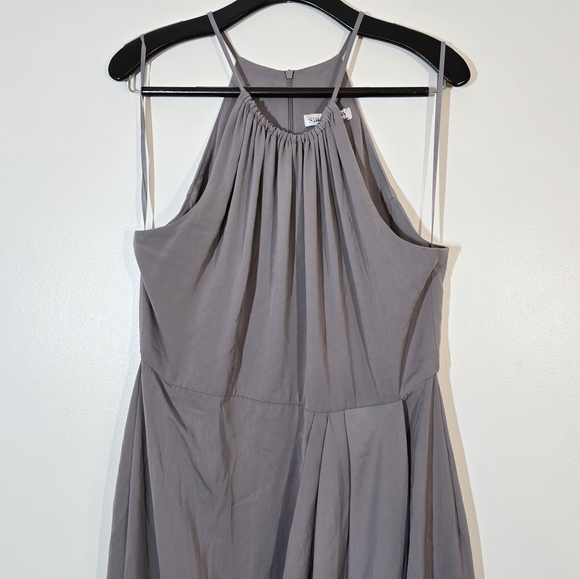 Shona Joy Core High Neck Tulip Drape Maxi Halter Dress Gray 10 - Picture 3 of 8